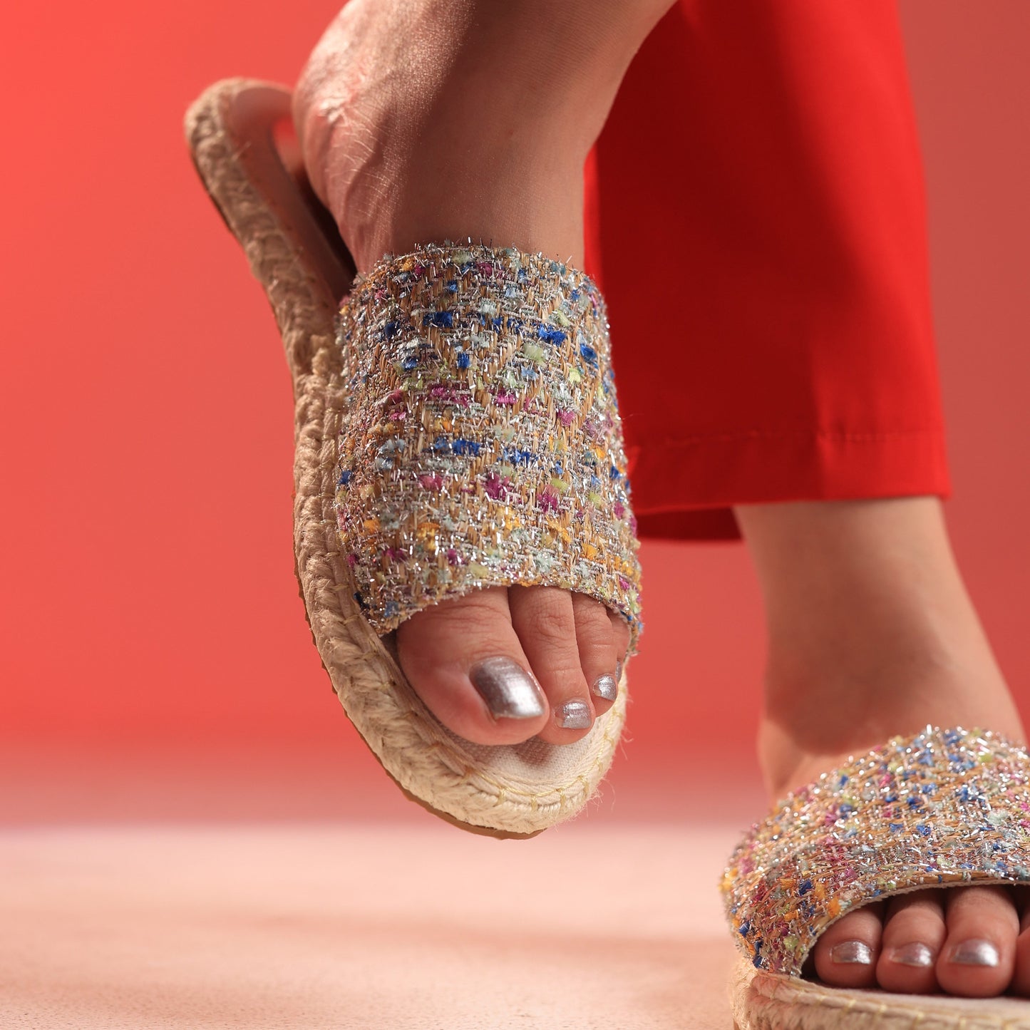 Multicolor Espadrille-Silver