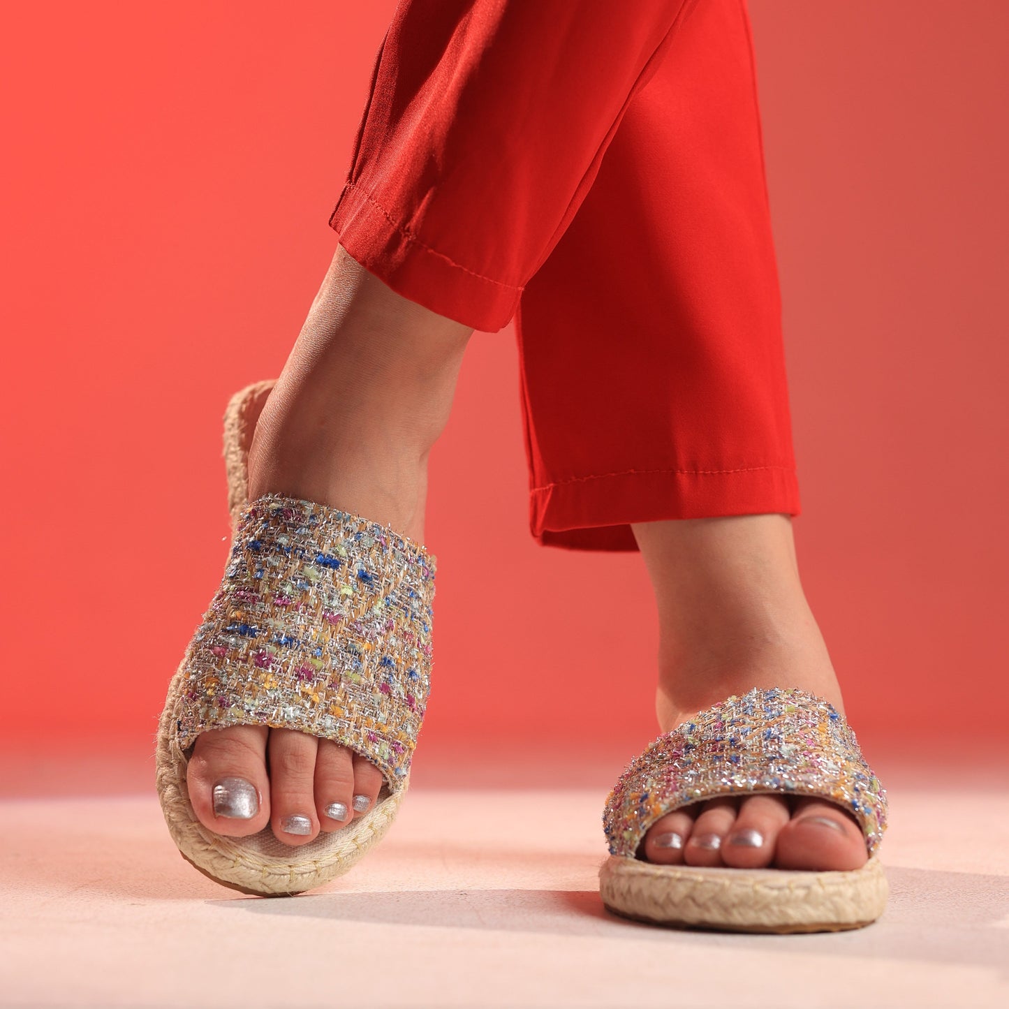 Multicolor Espadrille-Silver