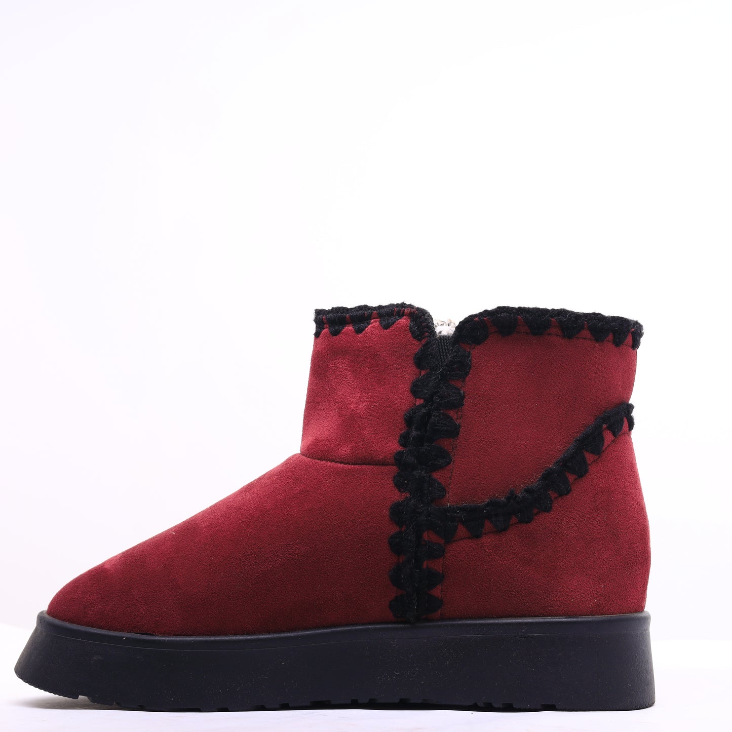 Fur Winter Boots Burgundy