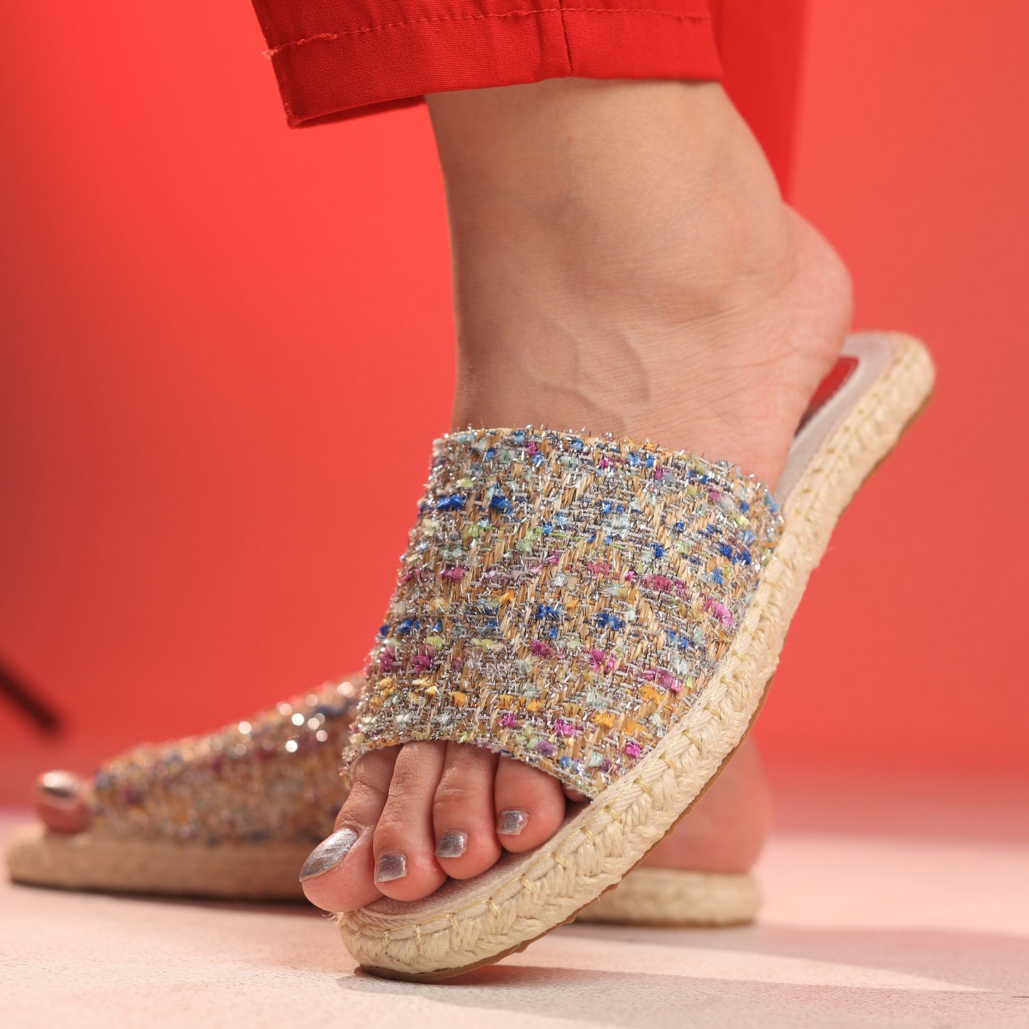 Multicolor Espadrille-Silver