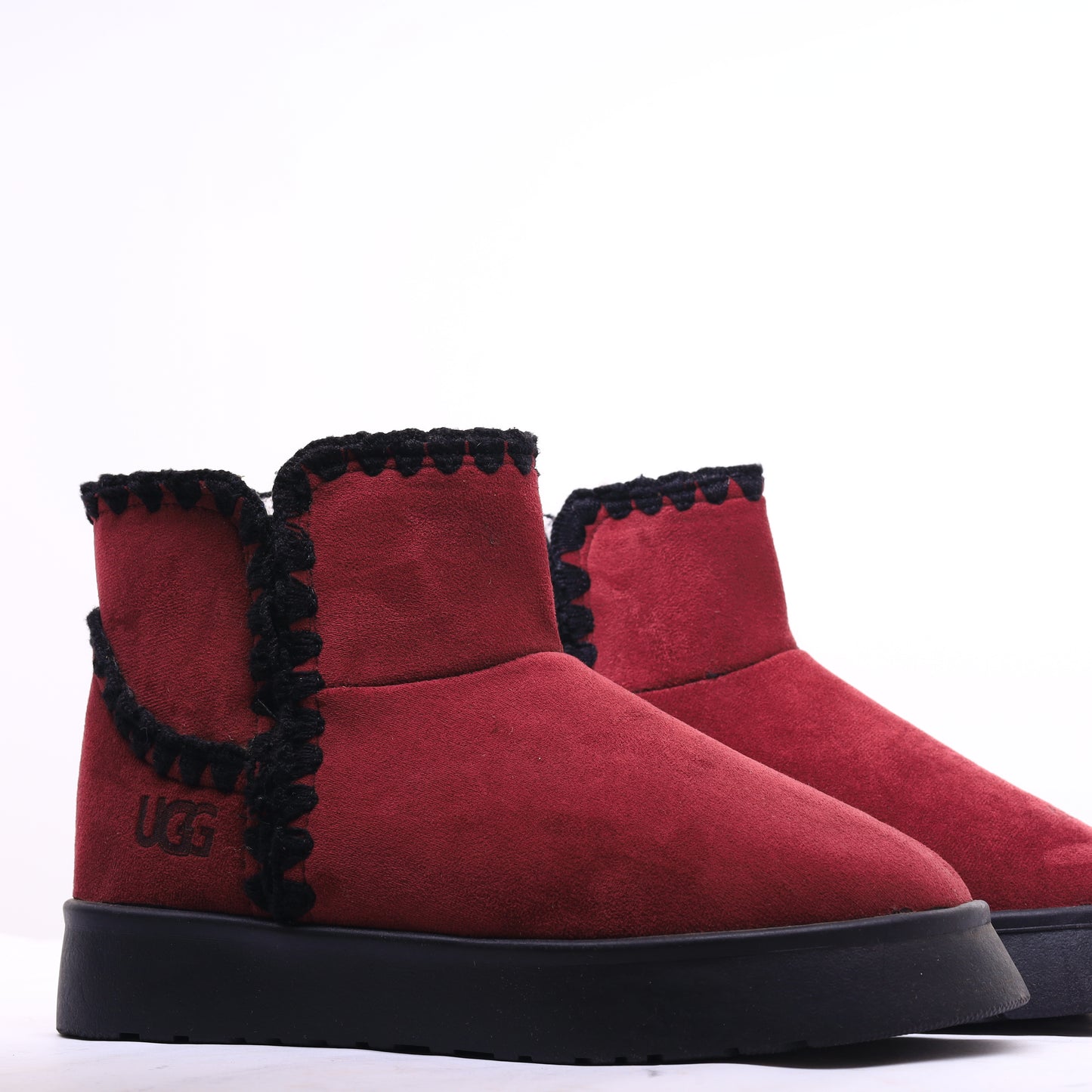 Fur Winter Boots Burgundy
