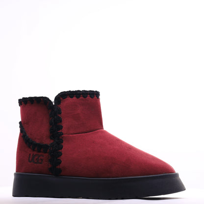 Fur Winter Boots Burgundy