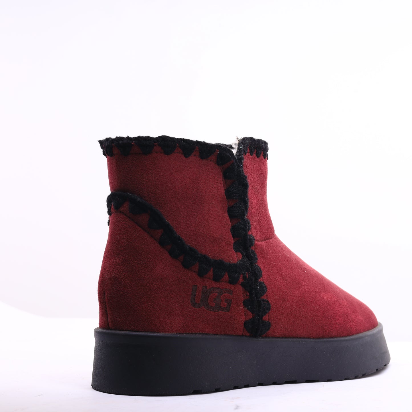 Fur Winter Boots Burgundy