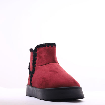 Fur Winter Boots Burgundy